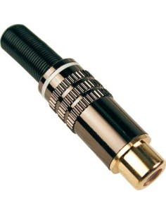 CONECTOR RCA DORADO (Hembra) Franja Blanca
