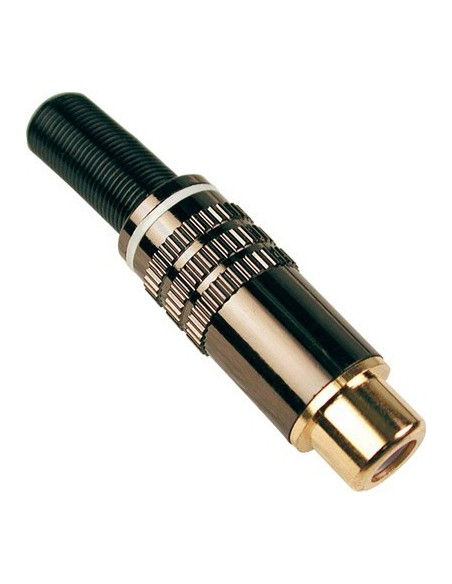 CONECTOR RCA DORADO (Hembra) Franja Blanca