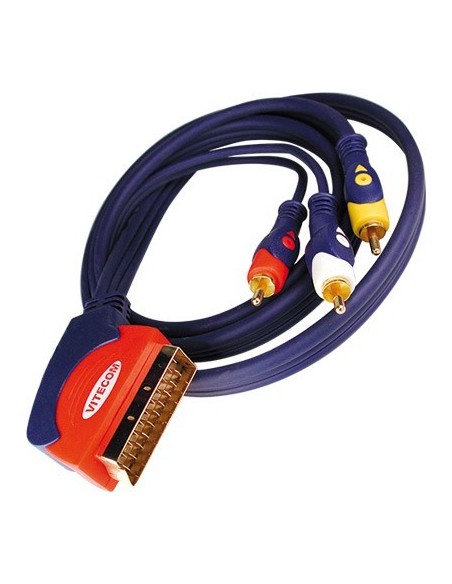 CABLE EUROCONECTOR A 3 RCA 1.50m (Macho - Macho)