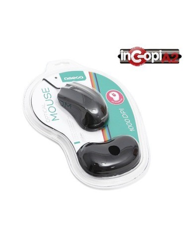 OMEGA RATON OPTICO 1000DPI + ALFOMBRILLA GEL NEGRO USB