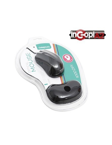 OMEGA RATON OPTICO 1000DPI + ALFOMBRILLA GEL NEGRO USB