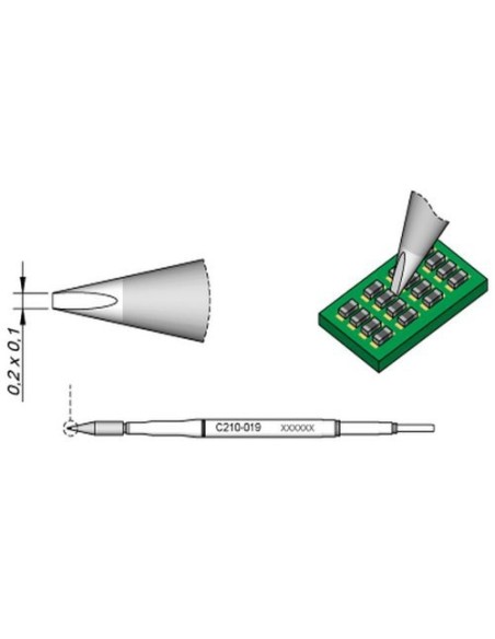 PUNTA SOLDADOR JBC C210019 CINCEL 0,2 x 0,1mm  (Modelo T210-
