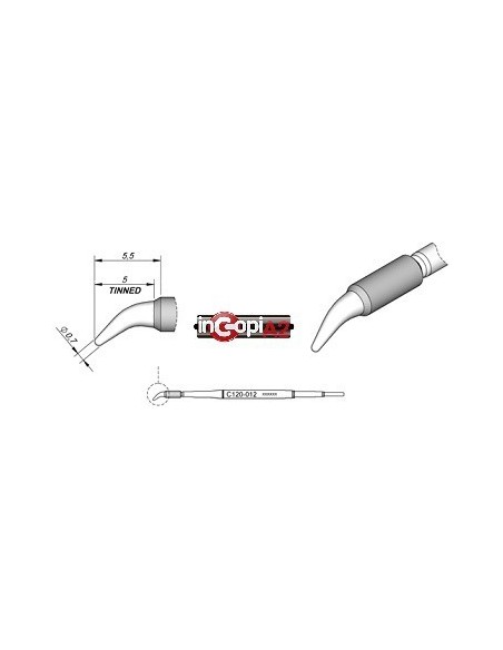 PUNTA CURVA MICRO-PINZAS JBC 0.7 x 5mm (PA120)