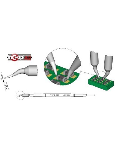 PUNTA CURVAS DOBLES MICRO-PINZAS JBC 0.2mm (PA120)