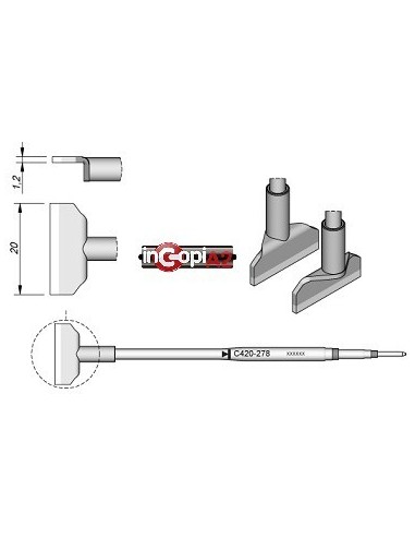 PUNTA PALA DOBLES PINZAS TERMICAS JBC 20.0MM (HT420)