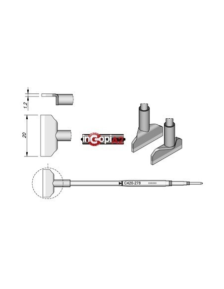 PUNTA PALA DOBLES PINZAS TERMICAS JBC 20.0MM (HT420)
