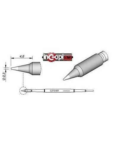 PUNTA SOLDADOR JBC C210001 CONICA 0,3 mm SOLDADOR JBC T210