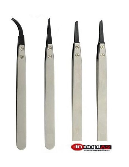 KIT 4 PINZAS PUNTAS INTERCAMBIABLES  ANTIESTATICA