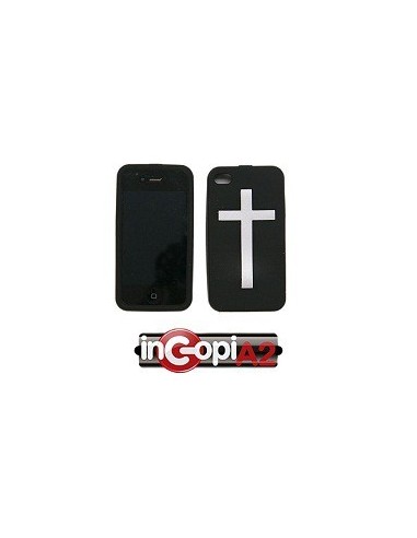 FUNDA SILICONA IPHONE 4/4S CRUZ NEGRO