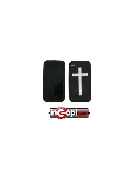 FUNDA SILICONA IPHONE 4/4S CRUZ NEGRO