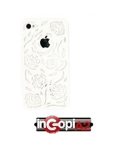 CARCASA IPHONE 4/4S ROSAS BLANCO