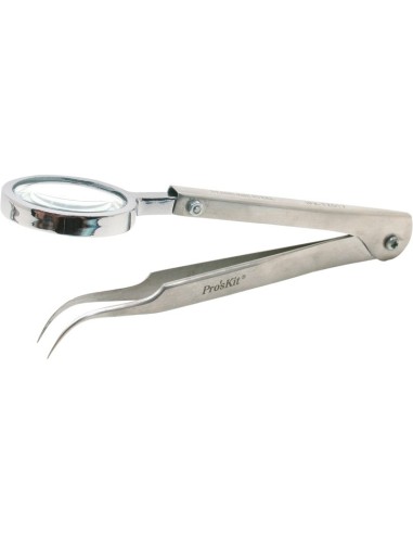 PINZA PUNTA CURVA CON LUPA 3X