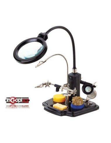 LUPA LED CON PINZAS Y SOPORTE PARA SOLDADOR