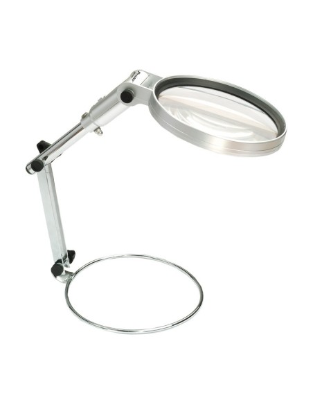 LUPA DE MESA PLEGABLE X2 CON LUZ LED 130MM