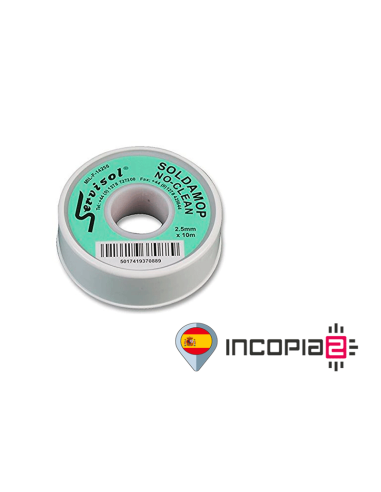 MALLA PARA DESOLDAR SOLDAMOP NO-CLEAN VERDE (2.5mm x 10m)