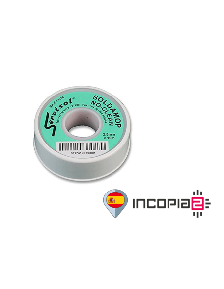 MALLA PARA DESOLDAR SOLDAMOP NO-CLEAN VERDE (2.5mm x 10m)