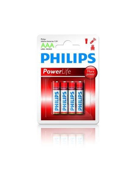 PACK 4 PILAS ALCALINAS PHILIPS AAA LR03 POWERLIFE