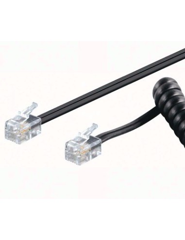 CABLE RIZADO CONEXION RJ10 MACHO-MACHO 4,5M NEGRO